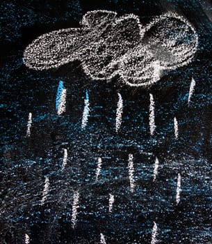 rain drawing made by a small child on a blackboard