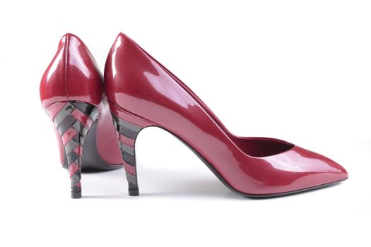 Red women shoes isolated on white background