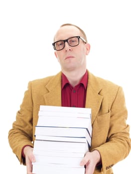 Businessman with a lot of books