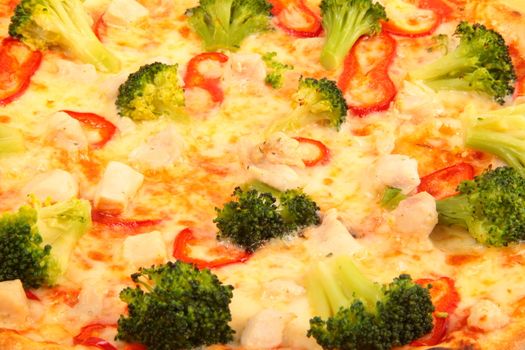 Pizza with broccoli background