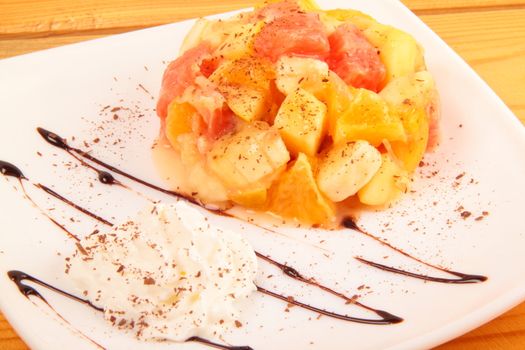 Ice cream and fruits