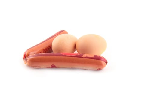 Sausage and eggs isolated