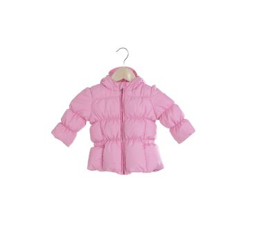 Bright children's pink jacket on white