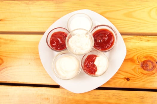 Natural ketchup, from tomatoes on plate