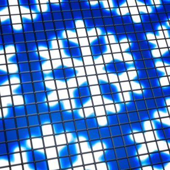 Snowflake pattern on blue pixel mesh display