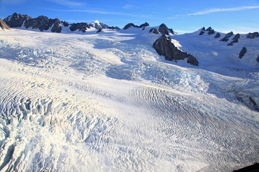 Franz Josef glacier at top view from Helicopter