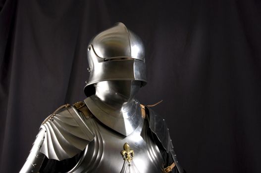 Armour of the medieval knight. Metal protection of the soldier against the weapon of the opponent