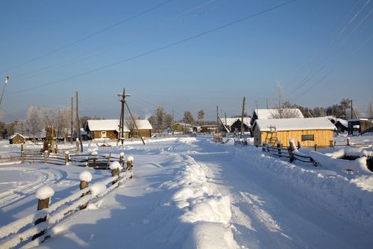 North Village. Winter landscape. Karelia