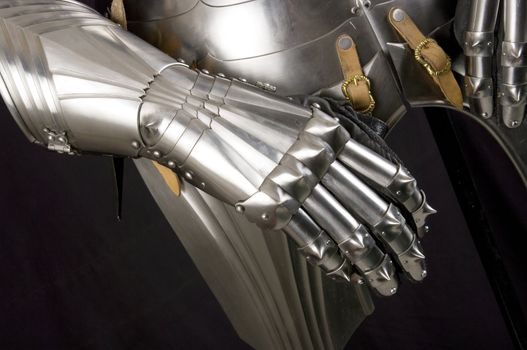 Armour of the medieval knight. Metal protection of the soldier against the weapon of the opponent