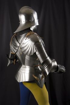 Armour of the medieval knight. Metal protection of the soldier against the weapon of the opponent