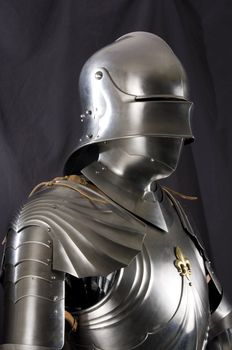 Armour of the medieval knight. Metal protection of the soldier against the weapon of the opponent