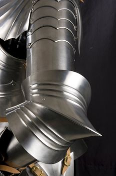 Armour of the medieval knight. Metal protection of the soldier against the weapon of the opponent