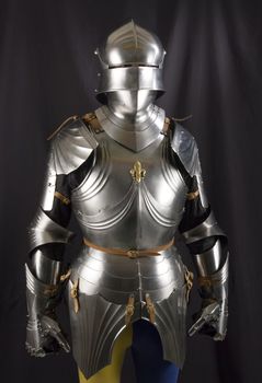 Armour of the medieval knight. Metal protection of the soldier against the weapon of the opponent