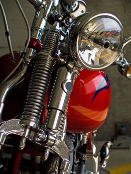 Stationary Motorcycle Details taken when Parked Under Cover