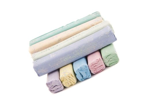 Sticks of pastel colored chalk