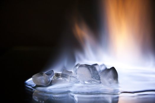 cubes engulfed in flames