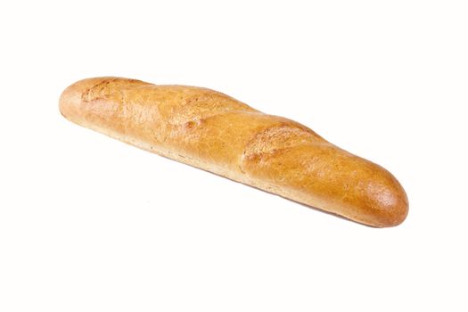 Long loaf crusty french baguette isolated on white