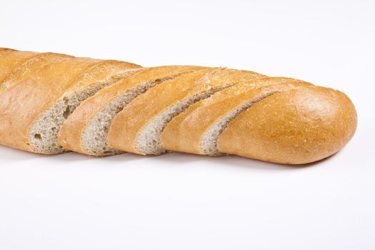 Fresh baguette, sliced isolated
