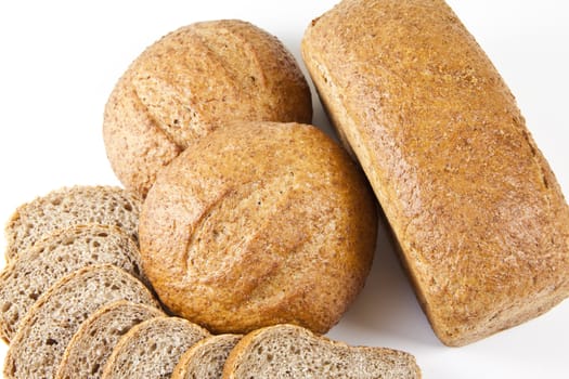 Different types of bread isolated on white