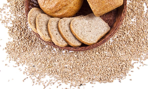Various fresh baked goods with wheat grain