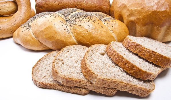 assortment of freshly baked breads background
