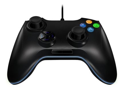 black joystick isolated on the white background