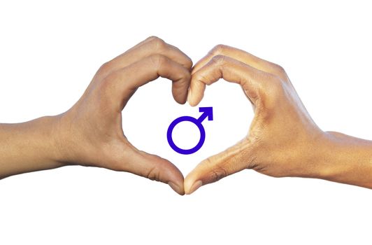 hands forming a heart on white background
