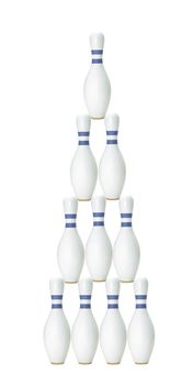 Bowling , white skittles on white background