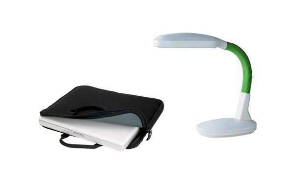 laptop  and light lamp