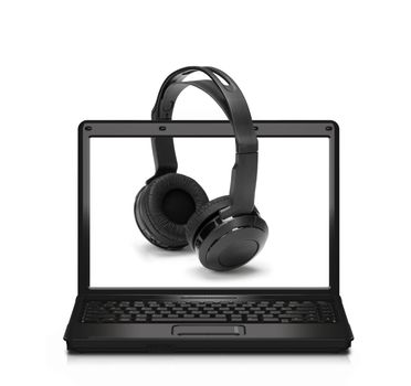 Headphones and laptop