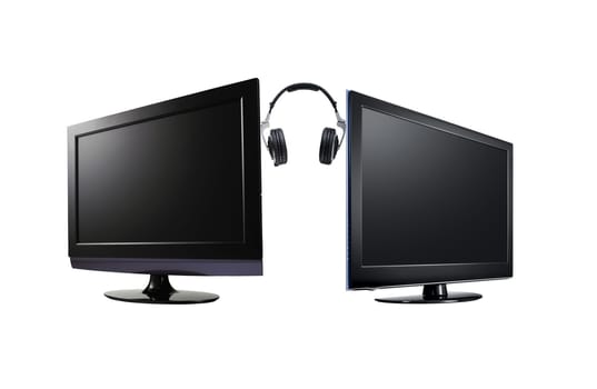 two LCD high definition flat screen TV with headphone