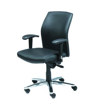 black leather chair over white background