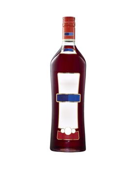 a bottle of red martini isolated on white background