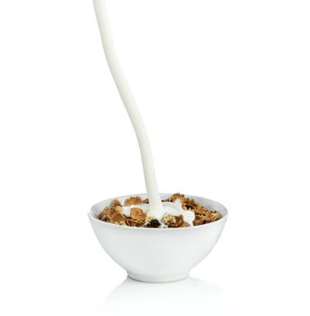 Healthy Breakfast-Cornflakes and Milk Splash