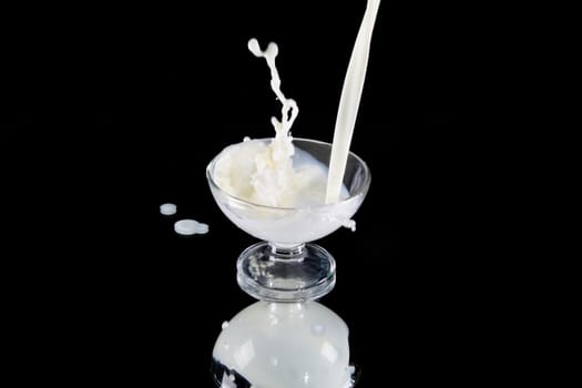 Splash in a milk glass