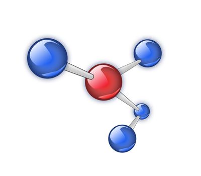 Molecular structure close up isolated on white