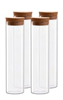 four empty test tubes isolated on white background