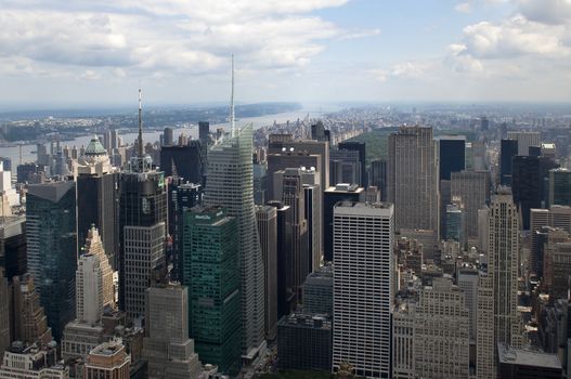 New York City view of top of buildings in midtown manhatten
