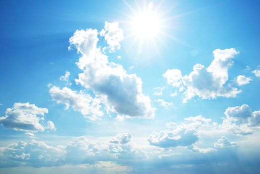 sunny sky background with a tiny clouds