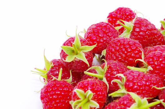 fresh raspberry closeup isolated on white background