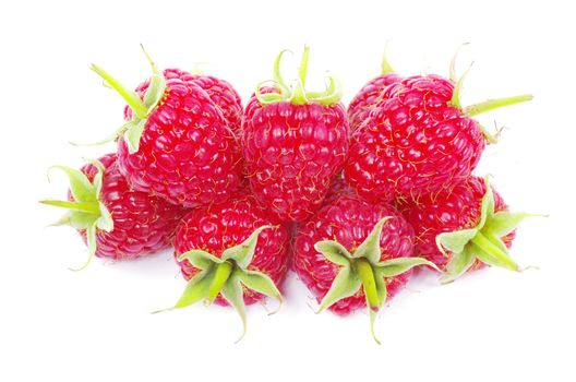 Ripe raspberry isolated on a white background