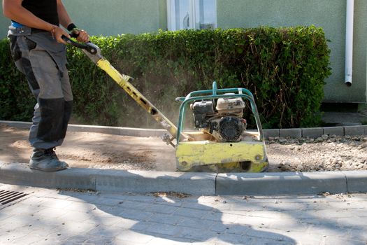 Brick paver build new sidewalk