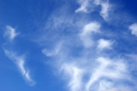 Blue sky background with tiny clouds