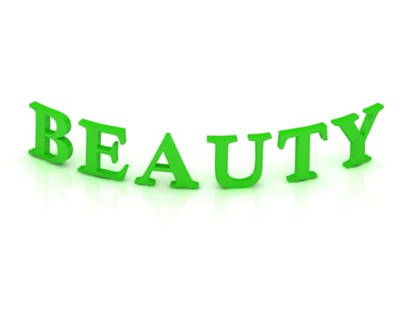 BEAUTY sign with green word on isolated white background