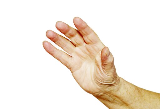 extended hand for help on a white background