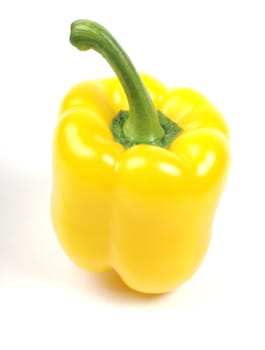 Yellow pepper macro isolated on white background.