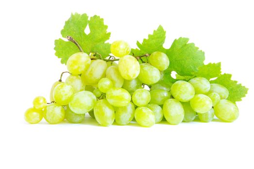  grape with green leaves isolated on white background