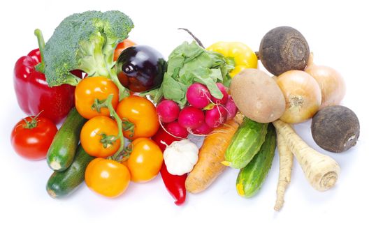  vegetables on the white background
