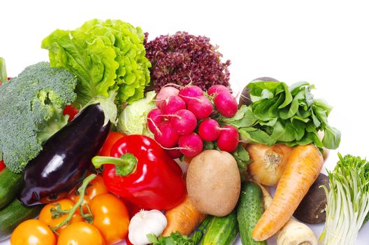 fresh vegetables on the white background