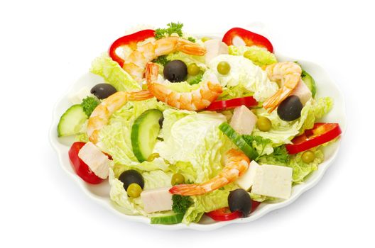  salad in plate on white